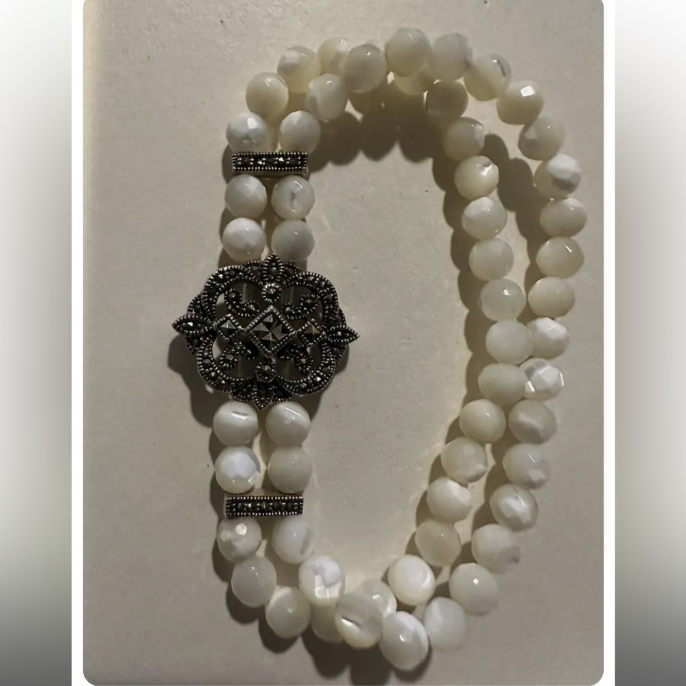 Vintage Beaded Sterling Silver Pearl Bracelet